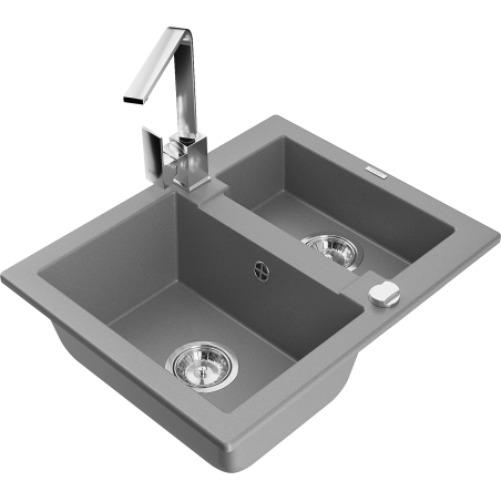 Mexen Carlos granitdiskho 1,5-fack med köksblandare Rita, grå - 6518-71-670300-00