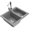 Mexen Carlos fregadero de granito 1,5-cubetas con grifo de cocina Rita, gris - 6518-71-670300-00
