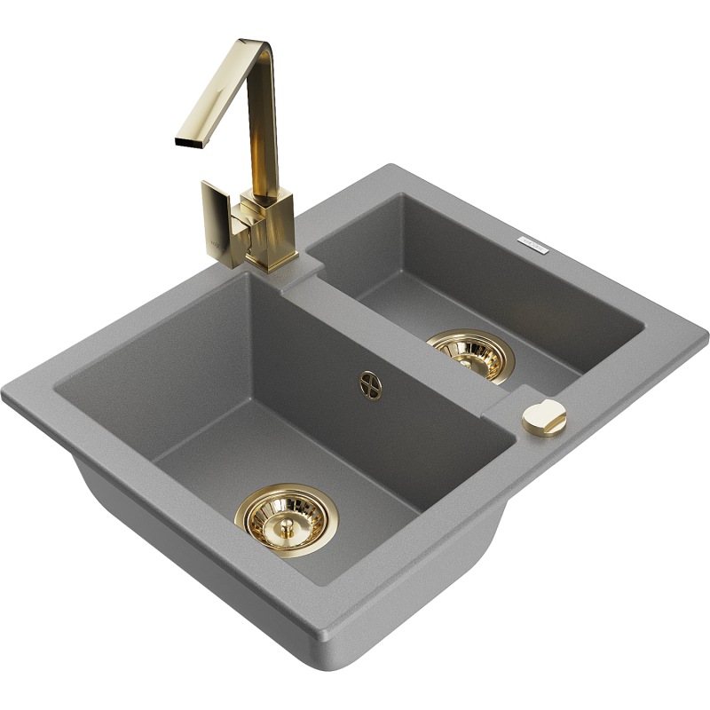 Mexen Carlos granitdiskho 1,5-kammare med köksblandare Rita, grå - 6518-71-670300-50