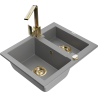 Mexen Carlos granieten spoelbak 1,5-kamer met keukenmengkraan Rita, grijs - 6518-71-670300-50