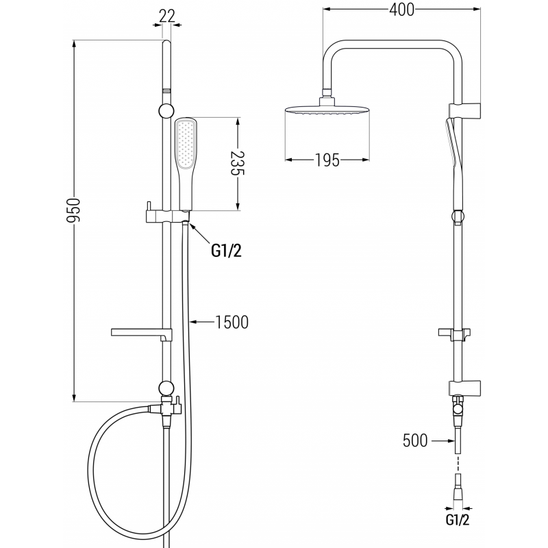Mexen X49 columna de ducha, negra/dorada - 798494991-75
