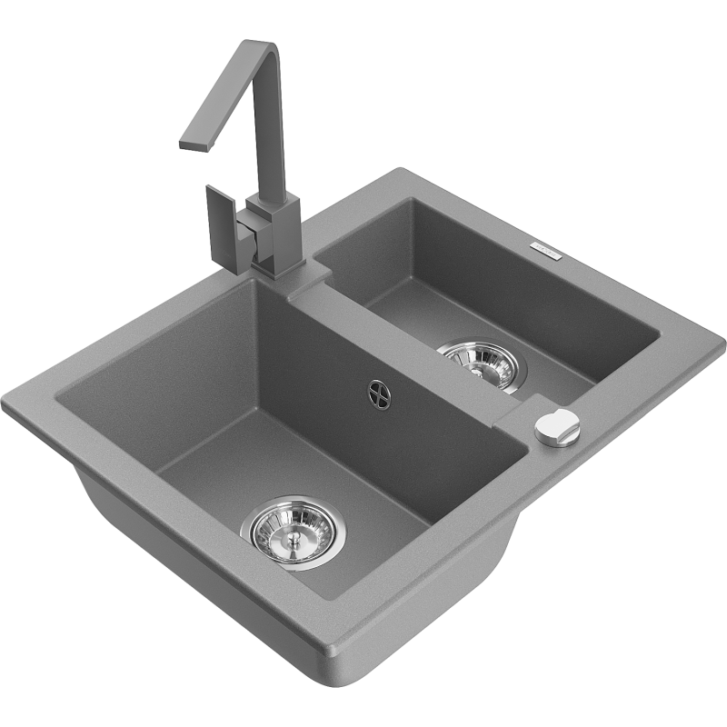 Mexen Carlos granitdiskho 1,5-facklig med köksblandare Rita, grå - 6518-71-670300-71