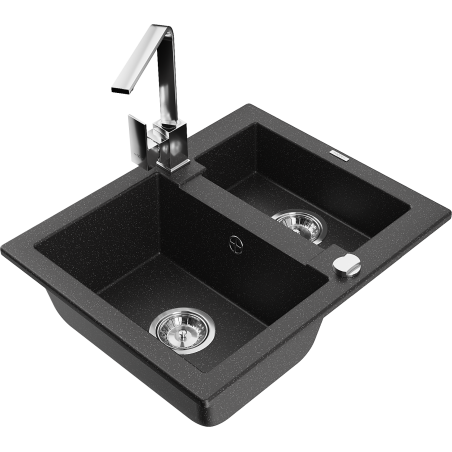 Mexen Carlos 1,5-Kompartiment Granitespäicher mat Kichekran Rita, schwaarz/sëlwer Metallic - 6518-73-670300-00