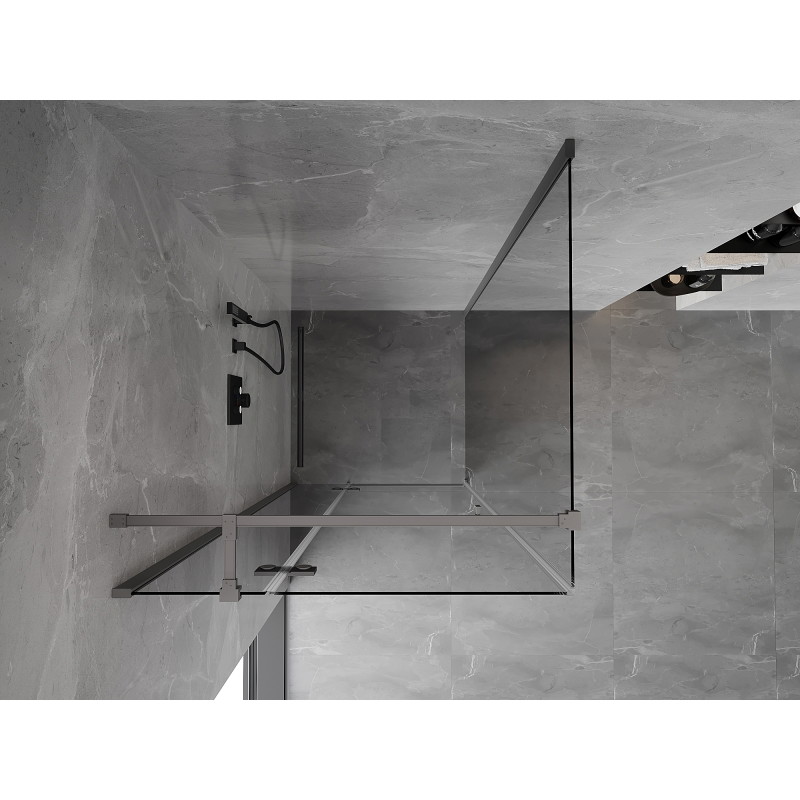 Mexen Mist-H T cabina de ducha abatible izquierda 80 x 80 cm, transparente, gun metal - 8A5T-080-080-95-00-L