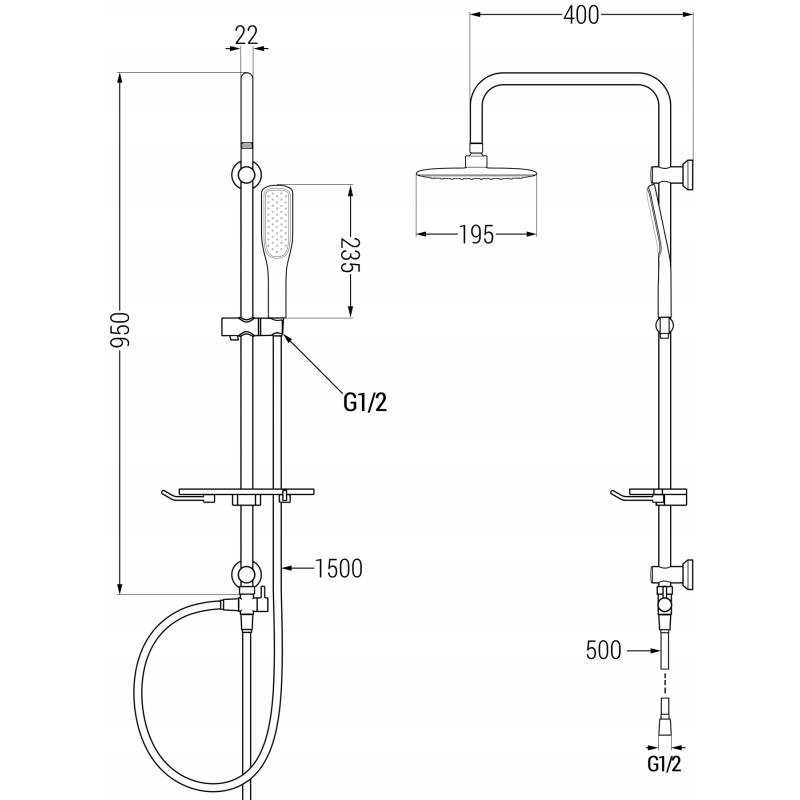 Mexen T49 coluna de duche, branca/ouro - 798494993-25