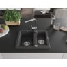 Mexen Carlos granite sink 1.5-bowl with kitchen faucet Rita, black speckled - 6518-76-670300-00