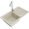 Mexen Pablo Granitspullwasch mat 1 Kammer mat Oflaaf an Kichenkran Telma, beige - 6510-69-670200-00
