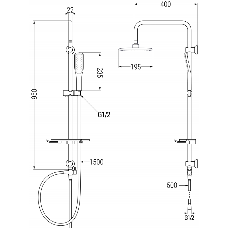 Mexen T49 Duschsäule, schwarz/gold - 798494993-75