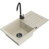 Mexen Pablo granite sink 1-bowl with drainer and Telma kitchen tap, beige - 6510-69-670200-70