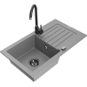 Mexen Pablo 1-bowl granite sink with drainer and Telma kitchen faucet, gray - 6510-71-670200-70-B