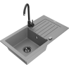 Mexen Pablo fregadero de granito de 1 compartimento con escurridor y grifo de cocina Telma, gris - 6510-71-670200-70-B
