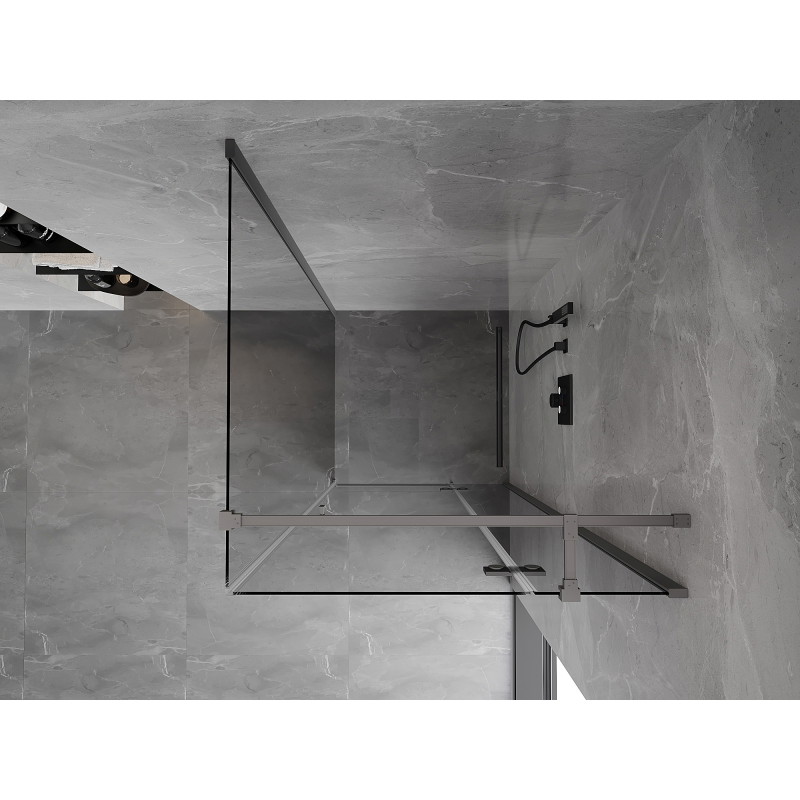 Mexen Mist-H T labās puses dušas kabīne 80 x 80 cm, caurspīdīga, pistoles metāla - 8A5T-080-080-95-00-P