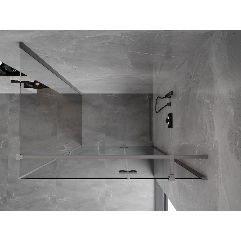Mexen Mist-H T cabine de douche pivotante droite 90 x 80 cm, transparent, gun metal - 8A5T-090-080-95-00-P