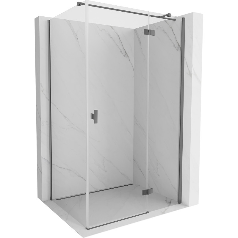 Mexen Mist-H T cabine de douche pivotante droite 90 x 80 cm, transparent, gun metal - 8A5T-090-080-95-00-P