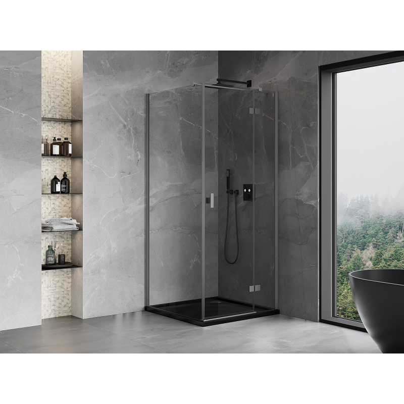 Mexen Mist-H T kabina prysznicowa uchylna prawa 85 x 85 cm, transparent, gun metal - 8A5T-085-085-95-00-P