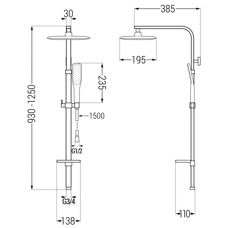 Mexen Q49 colonna doccia nera/oro - 798494995-75