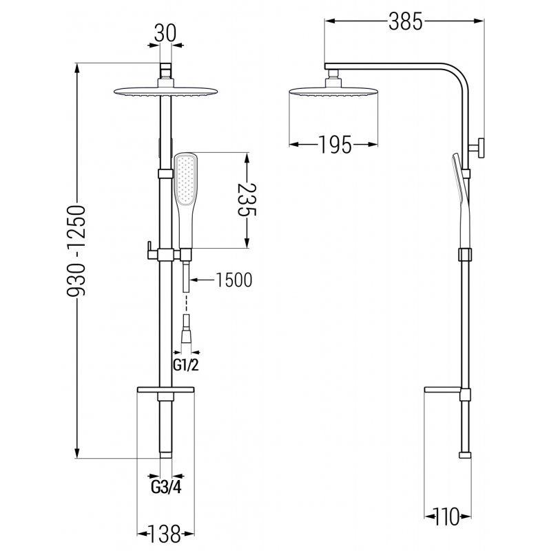 Mexen Q49 colonne de douche, noir/or - 798494995-75