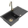 Mexen Pablo granitno pomivalno korito z 1-prekatom in odcejalnikom ter kuhinjsko pipo Telma, črno pikčasto - 6510-76-670200-50