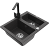 Mexen Carlos Granitspull 1,5-Kompartiment sink mat Kichendusch Rita, schwaarz gesprenkelt - 6518-76-670300-70