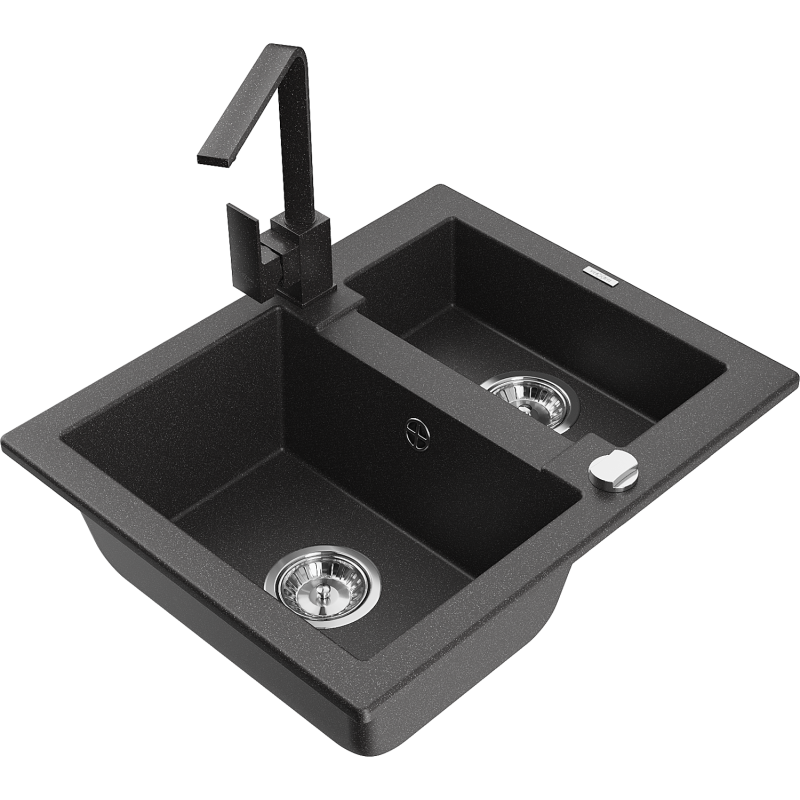 Mexen Carlos νεροχύτης γρανίτης 1,5-πυθμένας με μπαταρία κουζίνας Rita, μαύρος