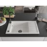 Mexen Elias granite kitchen sink 1-bowl with drainer and Telma kitchen faucet, white - 6511-20-670200-70