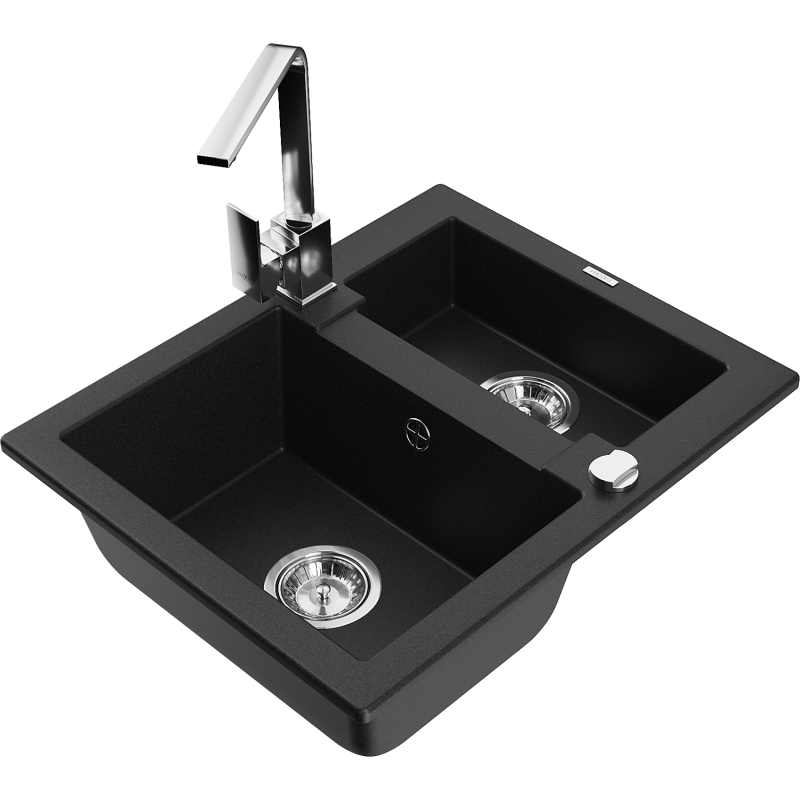 Mexen Carlos 1,5-Kummer Granitspullsteen mat Kichenduch Rita, schwaarz - 6518-77-670300-00