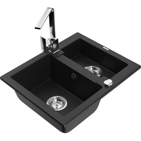 Mexen Carlos 1,5-Kummer Granitspullsteen mat Kichenduch Rita, schwaarz - 6518-77-670300-00