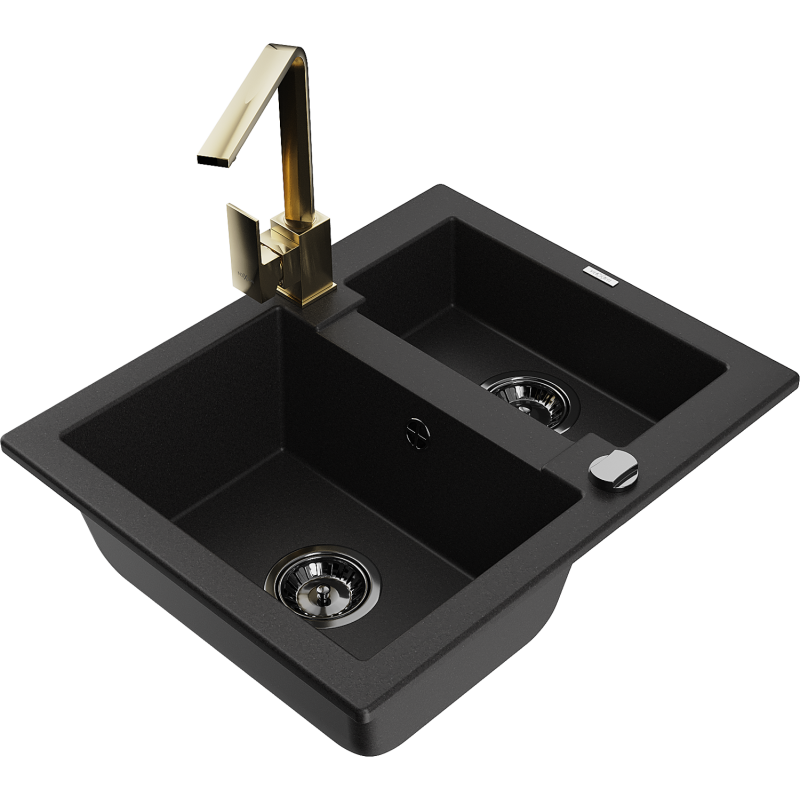 Mexen Carlos graniitti keittiöallas 1,5-kammioinen Rita-keittiöhana, musta - 6518-77-670300-50-B