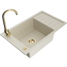 Mexen Elias granite sink 1-bowl with drainer and kitchen faucet Telma, beige - 6511-69-670200-50