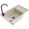 Mexen Elias Granitspüle 1-beckig mit Abtropffläche und Küchenarmatur Telma, beige - 6511-69-670200-70