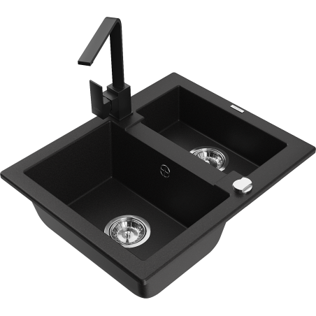 Mexen Carlos lavello in granito a 1,5 vasca con rubinetto da cucina Rita, nero - 6518-77-670300-70