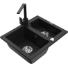Mexen Carlos granieten spoelbak 1,5-komers met keukenmengkraan Rita, zwart - 6518-77-670300-70