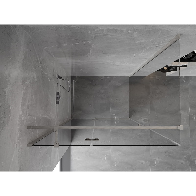 Mexen Mist-H T Duschkabine schwenkbar links 90 x 100 cm, transparent, gebürsteter Nickel - 8A5T-090-100-97-00-L