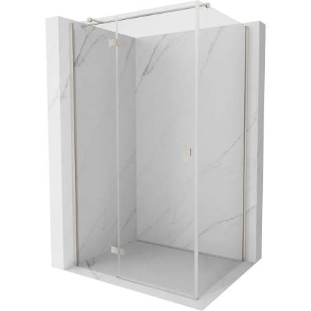 Mexen Mist-H T Duschkabine schwenkbar links 90 x 100 cm, transparent, gebürsteter Nickel - 8A5T-090-100-97-00-L