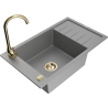 Mexen Elias granite sink 1-bowl with drainer and Telma kitchen tap, grey - 6511-71-670200-50