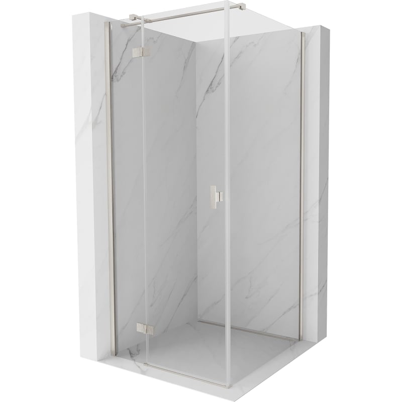 Mexen Mist-H T duschkabin med öppningsbar dörr vänster 110 x 110 cm, transparent, borstad nickel - 8A5T-110-110-97-00-L