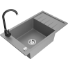 Mexen Elias granite sink 1-bowl with drainer and Telma kitchen tap, grey - 6511-71-670200-70