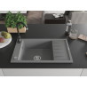 Mexen Elias fregadero de granito de 1 seno con escurridor y grifo de cocina Telma, gris - 6511-71-670200-70