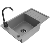 Mexen Elias granite sink 1-bowl with drainer and Telma kitchen faucet, grey - 6511-71-670200-70-B