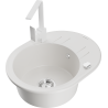 Mexen Kevin fregadero de granito de 1 cubeta con escurridor y grifo de cocina Rita, blanco - 6517-20-670300-20