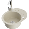 Mexen Kevin fregadero de granito de 1 cubeta con escurridor y grifo de cocina Rita, beige - 6517-69-670300-00