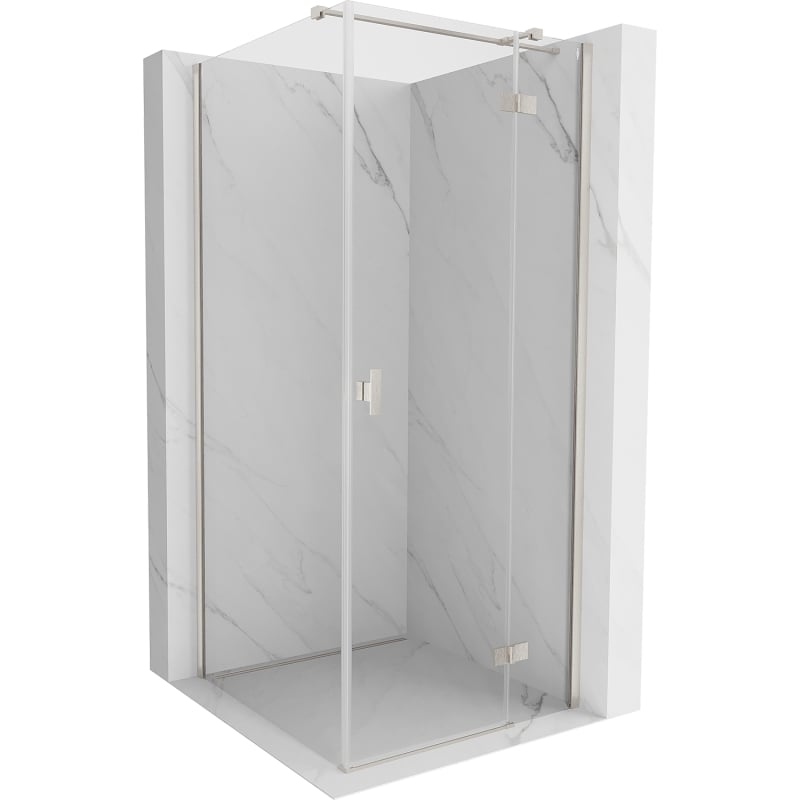 Mexen Mist-H T rechte, schwenkbare Duschkabine 120 x 120 cm, transparent, gebürstetes Nickel - 8A5T-120-120-97-00-P