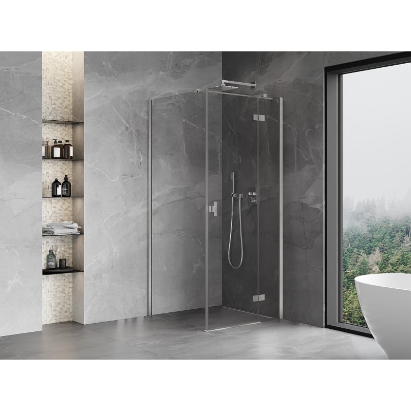 Mexen Mist-H T cabine de duche basculante direita 120 x 120 cm, transparente, níquel escovado - 8A5T-120-120-97-00-P
