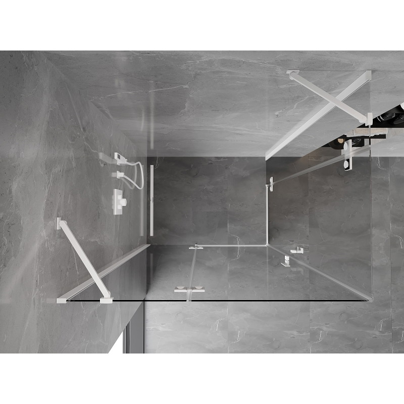Mexen Mist-H Duo cabine de douche pivotante gauche 90 x 75 cm, transparent, blanc - 8A5-090L-075P-20-00