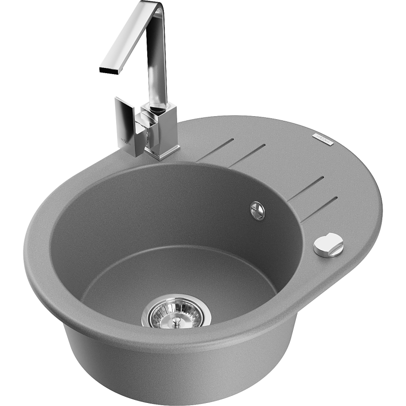 Mexen Kevin Granitspullsteen mat engem Becken, Drainage a Kichekran Rita, gro - 6517-71-670300-00