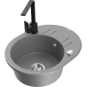 Mexen Kevin fregadero de granito de 1 cubeta con escurridor y grifo de cocina Rita, gris - 6517-71-670300-70