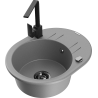 Mexen Kevin granite kitchen sink 1-bowl with drainer and Rita kitchen tap, grey - 6517-71-670300-70-B