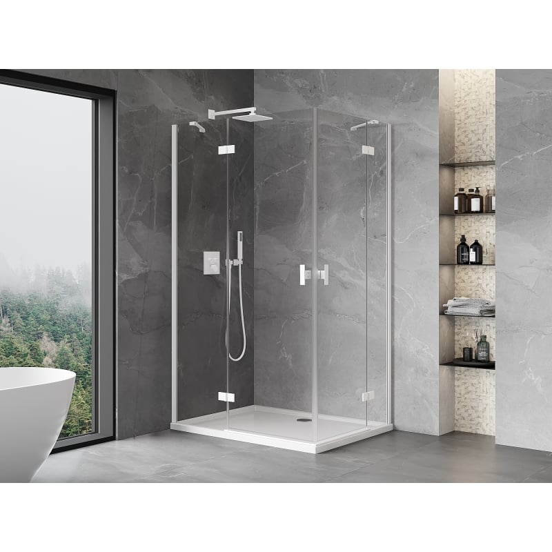 Mexen Mist-H Duo Duschkabine, schwenkbar, links 120 x 85 cm, transparent, weiß - 8A5-120L-085P-20-00