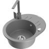 Mexen Kevin 1-bowl granite sink with drainer and Rita kitchen tap, grey - 6517-71-670300-71