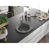 Mexen Kevin fregadero de granito de 1 cubeta con escurridor y grifo de cocina Rita, gris - 6517-71-670300-71